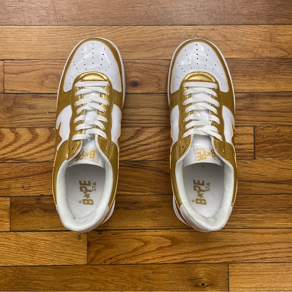 2003 A Bathing Ape Bapesta ‘White/Gold’ Size 11.5M Used W/ Box Vintage Rare - Picture 4 of 9
